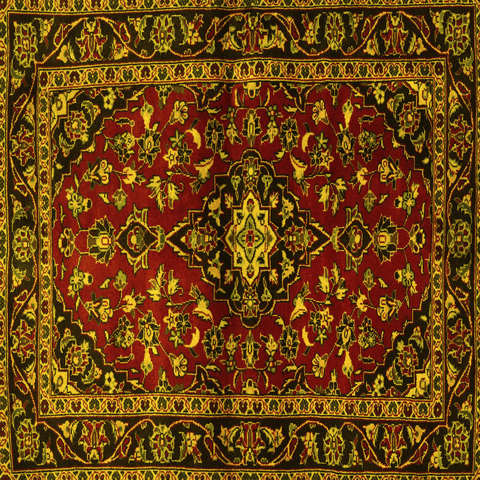 Square Machine Washable Persian Yellow Traditional Rug, wshtr3130yw