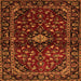 Round Machine Washable Persian Orange Traditional Area Rugs, wshtr3130org