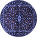 Round Machine Washable Persian Blue Traditional Rug, wshtr3130blu