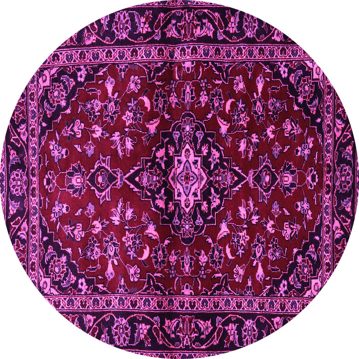 Round Machine Washable Persian Pink Traditional Rug, wshtr3130pnk