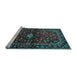 Sideview of Machine Washable Persian Light Blue Traditional Rug, wshtr3130lblu