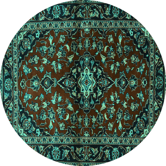 Round Persian Turquoise Traditional Rug, tr3130turq