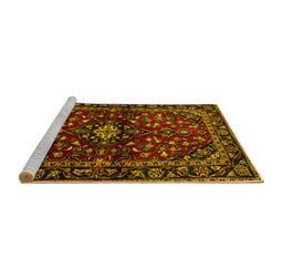 Sideview of Machine Washable Persian Yellow Traditional Rug, wshtr3130yw