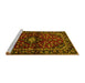 Sideview of Machine Washable Persian Yellow Traditional Rug, wshtr3130yw