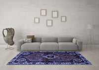 Machine Washable Persian Blue Traditional Rug, wshtr3131blu