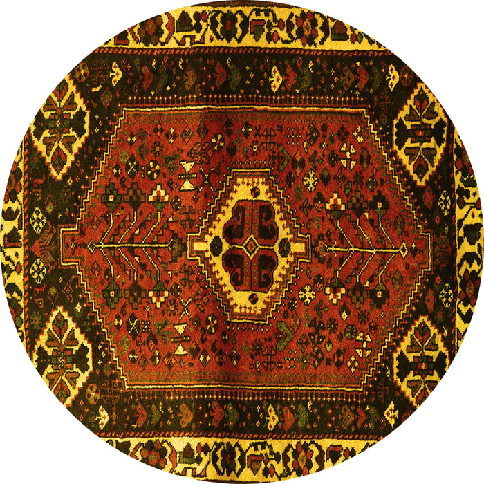 Round Persian Yellow Traditional Rug, tr3131yw
