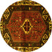 Round Persian Yellow Traditional Rug, tr3131yw