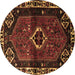 Round Machine Washable Persian Brown Traditional Rug, wshtr3131brn