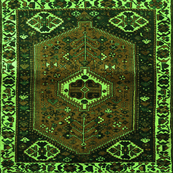 Round Machine Washable Persian Green Traditional Area Rugs, wshtr3131grn