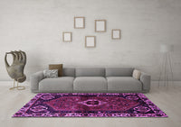 Machine Washable Persian Purple Traditional Rug, wshtr3131pur