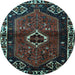 Round Machine Washable Persian Light Blue Traditional Rug, wshtr3131lblu