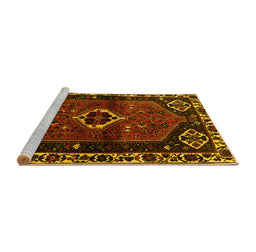 Sideview of Machine Washable Persian Yellow Traditional Rug, wshtr3131yw