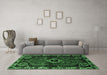 Machine Washable Persian Emerald Green Traditional Area Rugs in a Living Room,, wshtr3131emgrn