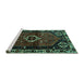 Sideview of Machine Washable Persian Turquoise Traditional Area Rugs, wshtr3131turq