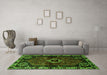 Machine Washable Persian Green Traditional Area Rugs in a Living Room,, wshtr3131grn