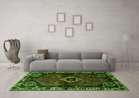 Machine Washable Persian Green Traditional Rug, wshtr3131grn