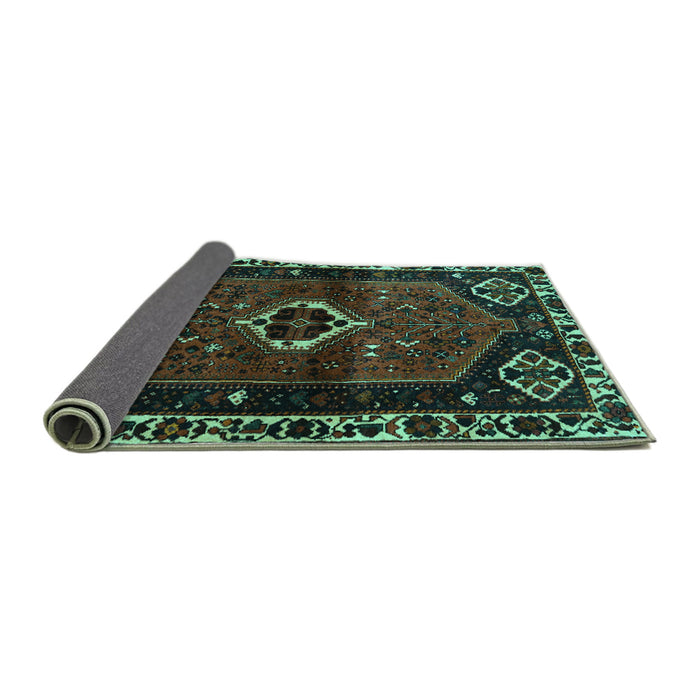 Sideview of Persian Turquoise Traditional Rug, tr3131turq