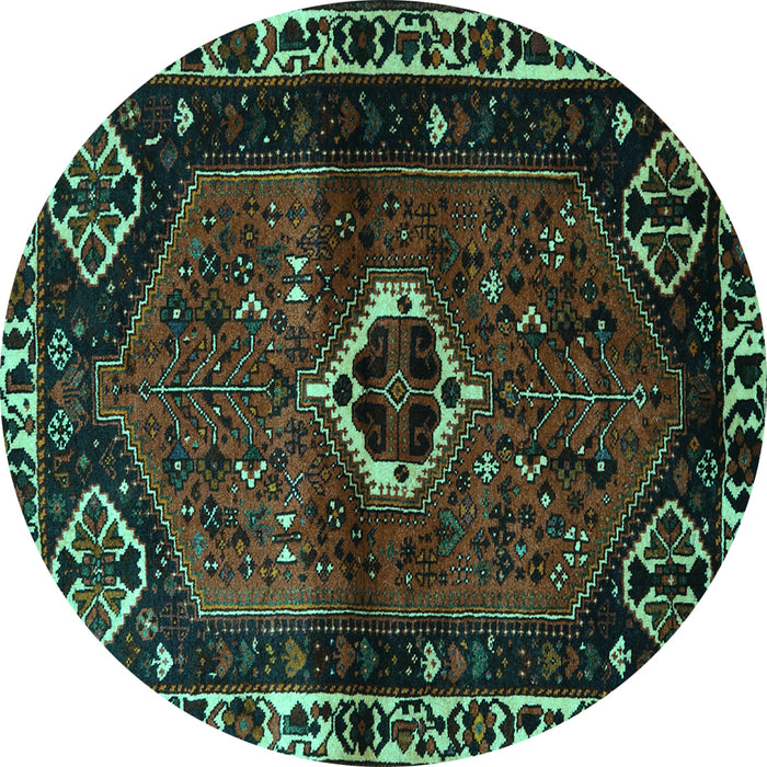 Round Persian Turquoise Traditional Rug, tr3131turq