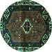 Round Persian Turquoise Traditional Rug, tr3131turq