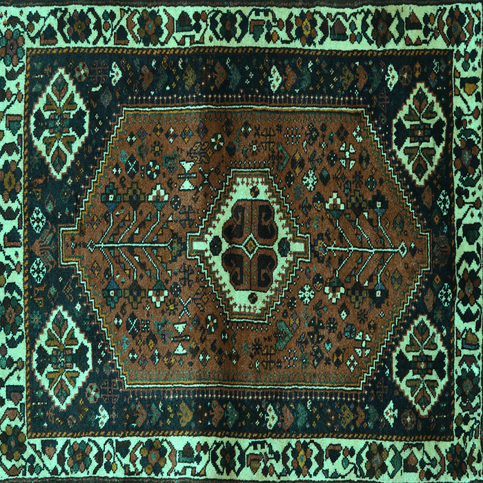 Square Machine Washable Persian Turquoise Traditional Area Rugs, wshtr3131turq
