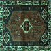 Square Machine Washable Persian Turquoise Traditional Area Rugs, wshtr3131turq