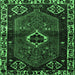 Square Machine Washable Persian Emerald Green Traditional Area Rugs, wshtr3131emgrn