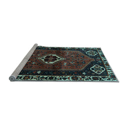 Sideview of Machine Washable Persian Light Blue Traditional Rug, wshtr3131lblu