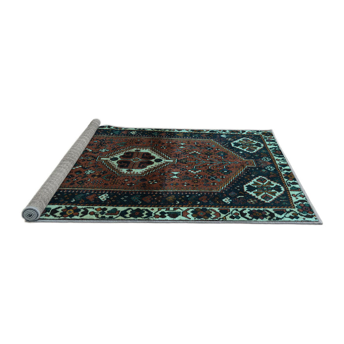 Sideview of Machine Washable Persian Light Blue Traditional Rug, wshtr3131lblu