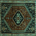 Square Machine Washable Persian Turquoise Traditional Area Rugs, wshtr3132turq