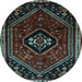 Round Machine Washable Persian Light Blue Traditional Rug, wshtr3132lblu