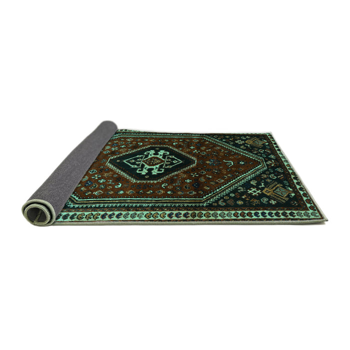 Sideview of Persian Turquoise Traditional Rug, tr3132turq