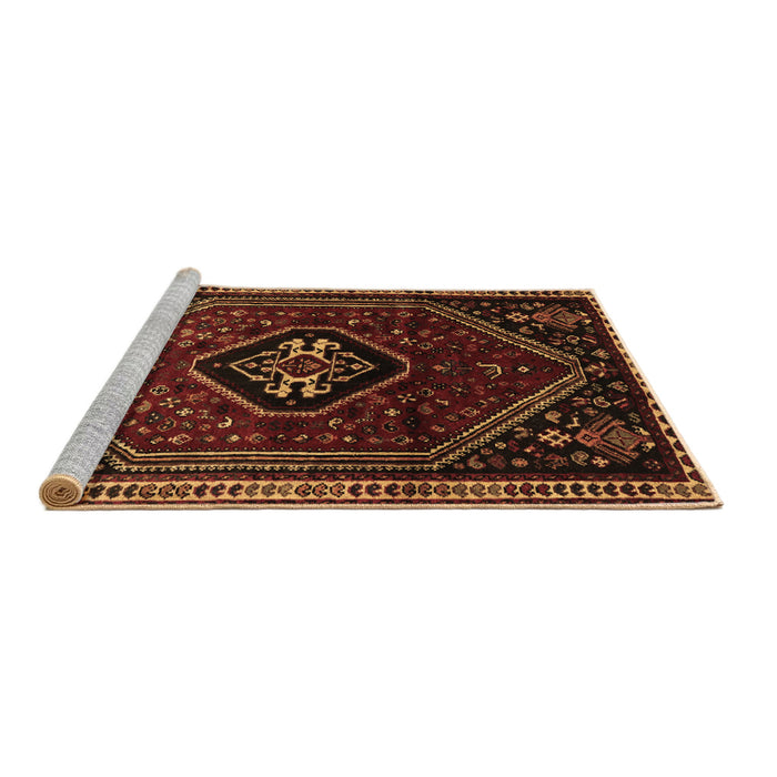 Sideview of Machine Washable Persian Brown Traditional Rug, wshtr3132brn