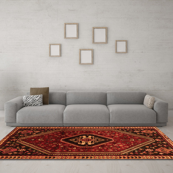 Machine Washable Persian Orange Traditional Area Rugs in a Living Room, wshtr3132org