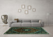 Machine Washable Persian Turquoise Traditional Area Rugs in a Living Room,, wshtr3132turq