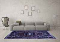 Machine Washable Persian Blue Traditional Rug, wshtr3132blu