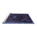 Sideview of Machine Washable Persian Blue Traditional Rug, wshtr3132blu