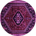 Round Machine Washable Persian Purple Traditional Area Rugs, wshtr3132pur