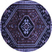 Round Persian Blue Traditional Rug, tr3132blu