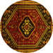 Round Persian Yellow Traditional Rug, tr3132yw