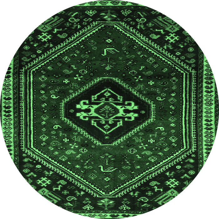 Round Persian Emerald Green Traditional Rug, tr3132emgrn
