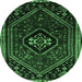 Round Persian Emerald Green Traditional Rug, tr3132emgrn