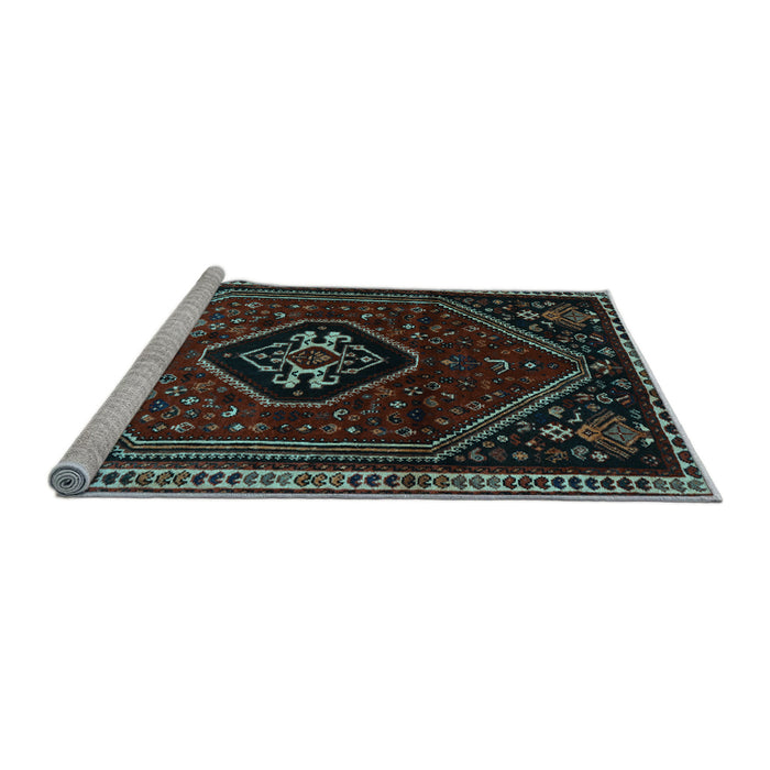 Sideview of Machine Washable Persian Light Blue Traditional Rug, wshtr3132lblu