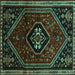 Square Persian Turquoise Traditional Rug, tr3132turq