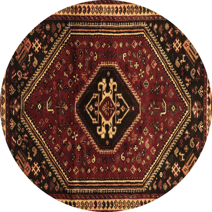 Round Persian Brown Traditional Rug, tr3132brn