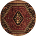 Round Machine Washable Persian Brown Traditional Rug, wshtr3132brn