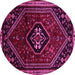 Round Machine Washable Persian Pink Traditional Rug, wshtr3132pnk