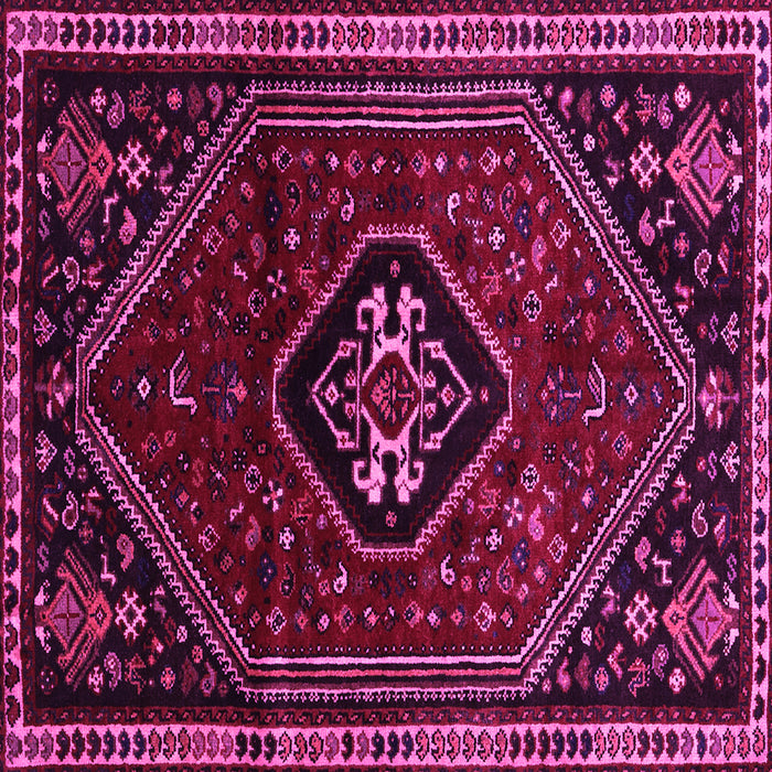 Square Machine Washable Persian Pink Traditional Rug, wshtr3132pnk