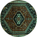 Round Persian Turquoise Traditional Rug, tr3132turq
