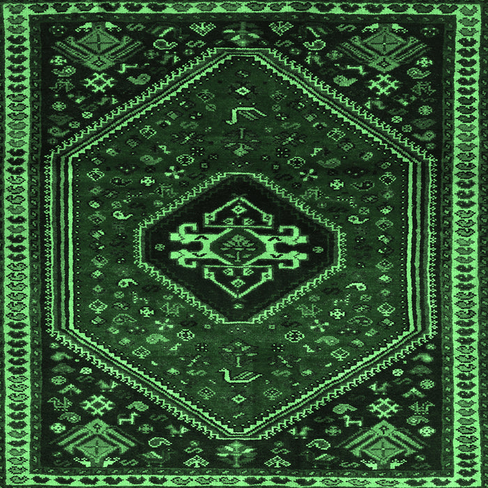 Square Persian Emerald Green Traditional Rug, tr3132emgrn