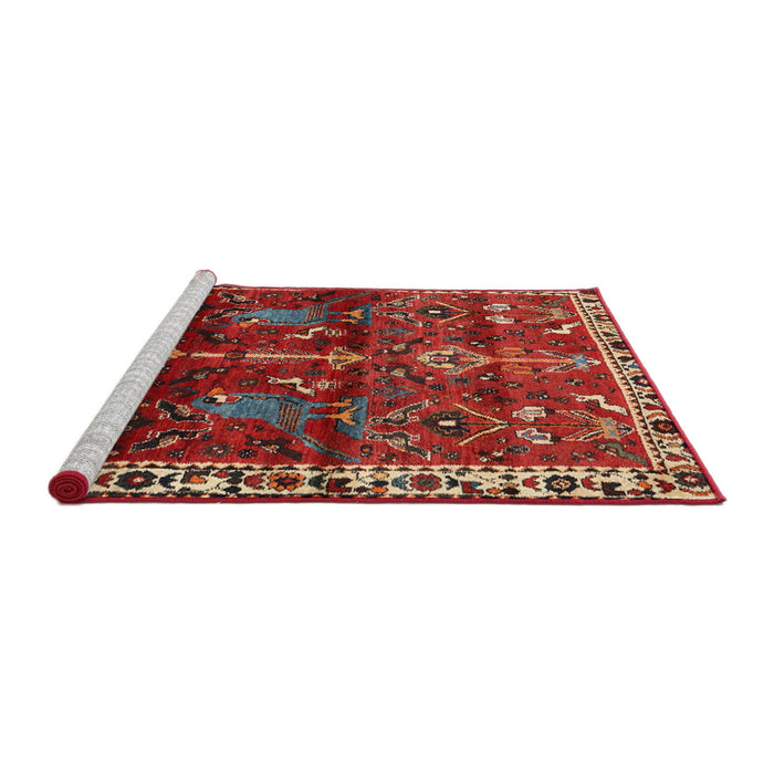 Sideview of Machine Washable Traditional Red Rug, wshtr3133